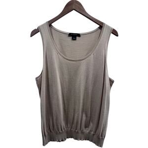 ST JOHN Women's Tan Wool Blend Knit Basic Tank Top Size Large Ribbed Hem